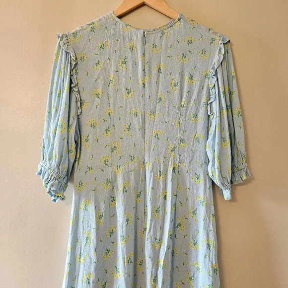 Faithfull The Brand Jea Marie Puff Sleeve Feminine Midi Sundress Dress Sz Small - Picture 13 of 16